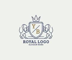 modèle initial de logo de luxe yb lettre lion royal dans l'art vectoriel pour le restaurant, la royauté, la boutique, le café, l'hôtel, l'héraldique, les bijoux, la mode et d'autres illustrations vectorielles.