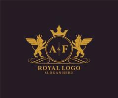 initiale un F lettre Lion Royal luxe héraldique, crête logo modèle dans vecteur art pour restaurant, royalties, boutique, café, hôtel, héraldique, bijoux, mode et autre vecteur illustration.