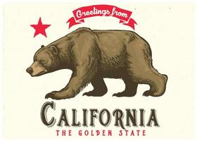 salutations de Californie avec marron ours vecteur