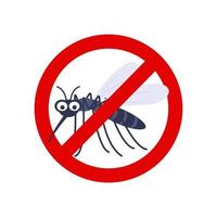anti moustique, ravageur contrôle. Arrêtez insectes signe. silhouette de moustique dans rouge interdiction cercle, vecteur illustration.