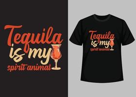 Tequila est mon esprit animal typographie t chemise conception vecteur