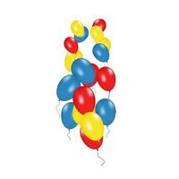 composition de couleurs de ballons réalistes de vecteur isolé sur fond blanc. ballons isolés. pour les cartes de voeux d'anniversaire ou d'autres modèles