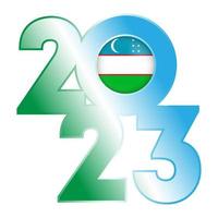 content Nouveau année 2023 bannière avec Ouzbékistan drapeau à l'intérieur. vecteur illustration.