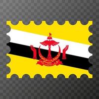 affranchissement timbre avec brunei drapeau. vecteur illustration.