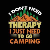 conception de t-shirt de camping vecteur