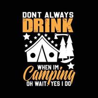 conception de t-shirt de camping vecteur