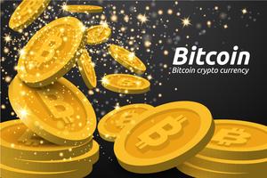 Fond de symboles Bitcoin doré vecteur