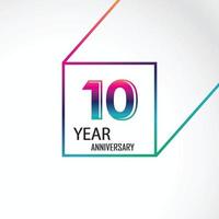 10 ans anniversaire célébration couleur vecteur modèle illustration de conception