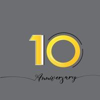 10 ans anniversaire célébration couleur jaune vecteur modèle illustration