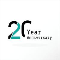 20 ans anniversaire célébration noir bleu couleur vecteur modèle illustration de conception