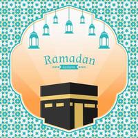 Ramadan salutation avec kaaba illustration conception vecteur