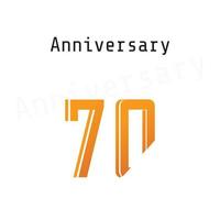 70 ans anniversaire célébration couleur orange vector illustration de conception de modèle