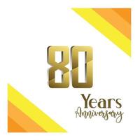 80 ans anniversaire célébration couleur or vector illustration de conception de modèle