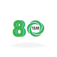 80 ans anniversaire célébration couleur verte vector illustration de conception de modèle
