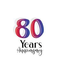 80 ans anniversaire célébration arc-en-ciel couleur vecteur modèle illustration de conception