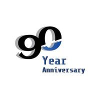 90 ans anniversaire célébration noir bleu couleur vecteur modèle illustration de conception