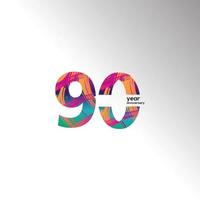 90 ans anniversaire célébration couleur vecteur modèle illustration de conception