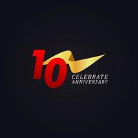 10 ans anniversaire célébration élégant ruban d'or vector illustration de conception de modèle