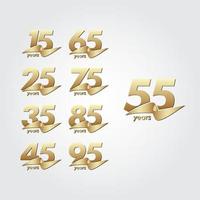 55 ans anniversaire célébration ruban d'or vector illustration de conception de modèle