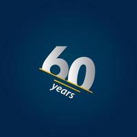 60 ans anniversaire célébration modèle vecteur bleu et blanc illustration de conception
