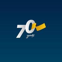 70 ans anniversaire célébration blanc bleu et jaune ruban vector illustration de conception de modèle