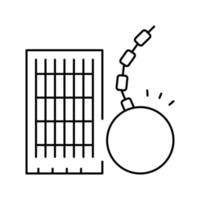 illustration vectorielle de l'icône de la ligne de démolition de gratte-ciel de grande hauteur vecteur
