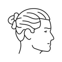 homme chignon coiffure Masculin ligne icône vecteur illustration