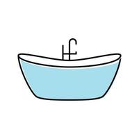 une baignoire salle de bains intérieur Couleur icône vecteur illustration