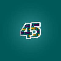 45 ans anniversaire célébration élégante couleur numéro vector illustration de conception de modèle