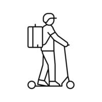 scooter courrier ligne icône vecteur illustration