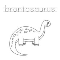 traçant des lettres avec des dinosaures mignons. pratique de l'écriture. vecteur