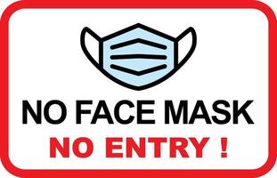 pas de masque facial, pas de signe d'entrée vecteur