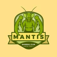 Logo de mascotte Mantis insecte plat avec Badge moderne Illustration vectorielle de modèle vecteur