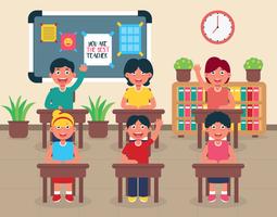 Salle de classe avec enfants vector illustration