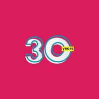 30 ans anniversaire célébration ligne vector illustration de conception de modèle