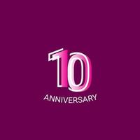 10 ans anniversaire célébration illustration de conception de modèle de vecteur de ligne violette