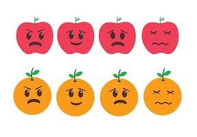 dessin animé Pomme et Orange avec expression pour enfant thème vecteur