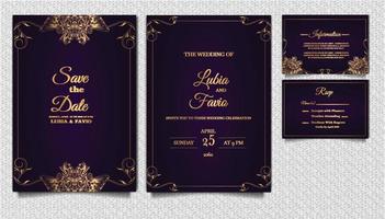 ensemble de conception de cartes d'invitation de mariage de luxe vecteur