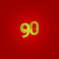 90 ans anniversaire célébration ligne jaune numéro vector illustration de conception de modèle