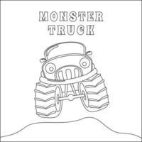 vecteur illustration de monstre un camion avec dessin animé style. dessin animé isolé vecteur illustration, Créatif vecteur puéril conception pour des gamins activité coloration livre ou page.