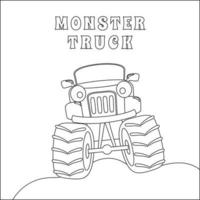 vecteur illustration de monstre un camion avec dessin animé style. dessin animé isolé vecteur illustration, Créatif vecteur puéril conception pour des gamins activité coloration livre ou page.