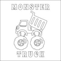 vecteur illustration de monstre un camion avec dessin animé style. dessin animé isolé vecteur illustration, Créatif vecteur puéril conception pour des gamins activité coloration livre ou page.