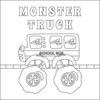 vecteur illustration de monstre un camion avec dessin animé style. dessin animé isolé vecteur illustration, Créatif vecteur puéril conception pour des gamins activité coloration livre ou page.