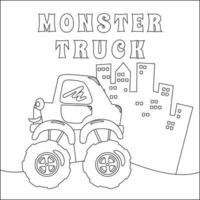 vecteur illustration de monstre un camion avec dessin animé style. dessin animé isolé vecteur illustration, Créatif vecteur puéril conception pour des gamins activité coloration livre ou page.