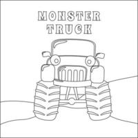 vecteur illustration de monstre un camion avec dessin animé style. dessin animé isolé vecteur illustration, Créatif vecteur puéril conception pour des gamins activité coloration livre ou page.