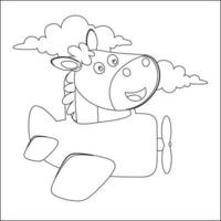 Créatif vecteur puéril illustration de une mignonne animal sur une hélicoptère. puéril conception pour des gamins activité coloration livre ou page.