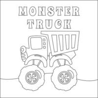 vecteur illustration de monstre un camion avec dessin animé style. dessin animé isolé vecteur illustration, Créatif vecteur puéril conception pour des gamins activité coloration livre ou page.