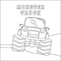 vecteur illustration de monstre un camion avec dessin animé style. dessin animé isolé vecteur illustration, Créatif vecteur puéril conception pour des gamins activité coloration livre ou page.