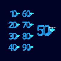 50 ans anniversaire célébration modèle de renard bleu vector illustration de conception de modèle