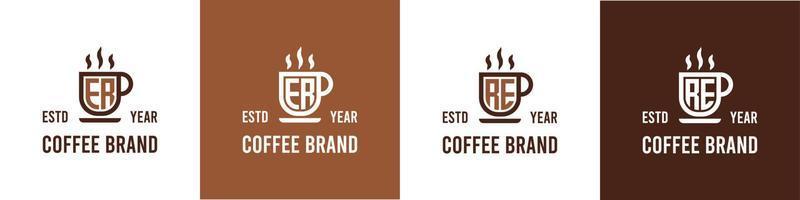 lettre euh et ré café logo, adapté pour tout affaires en relation à café, thé, ou autre avec euh ou ré initiales. vecteur